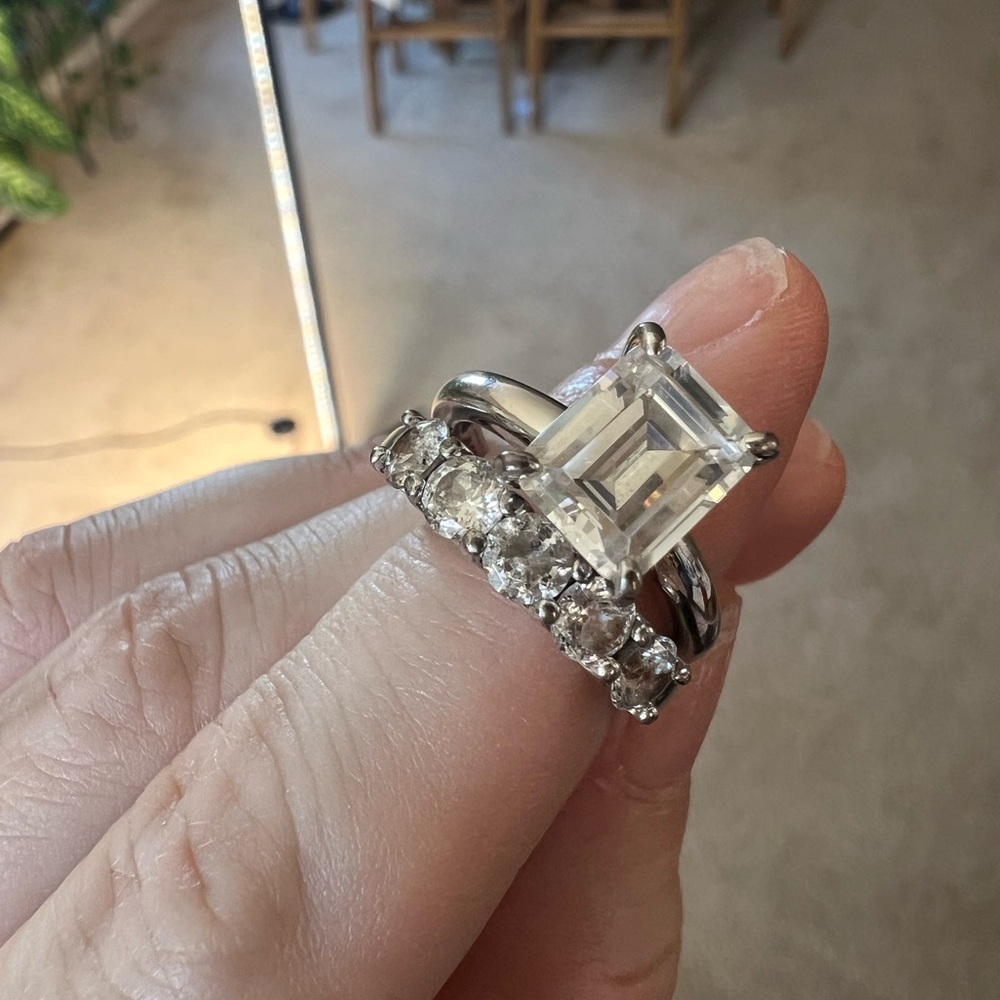 Diamonique Bridal Ring Set - Emerald Cut
